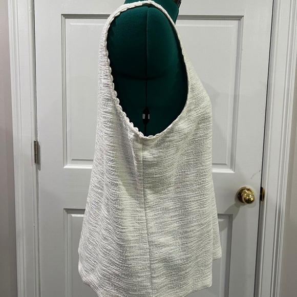 J.Crew - White Textured Tank Top w Rick Rack Edging - Size XXL - Picture 4 of 4